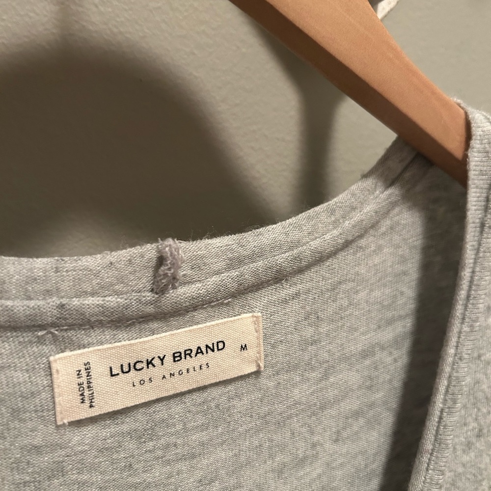 Lucky brand grey long sleeve mini dress size M scoop neck